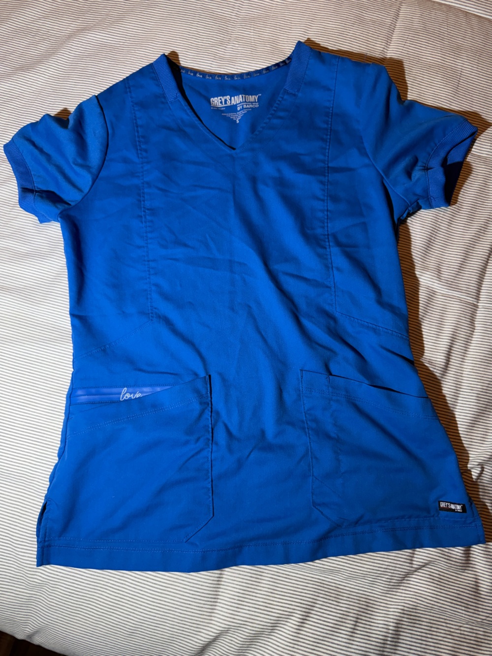 Grey’s Anatomy Barco Royal Blue Scrub Top Size Small